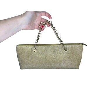 Iceware Wine Bag Clutch Carrier Thermal Gold Glam Chain Handles Zipper Picnic
